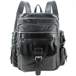 Backpack 2023 Fashion Men's Genuine Leather Men Backpacks Travel Male Rucksack Bag School Mochila Black