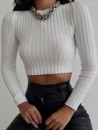 Women's T Shirts WeiYao Basic Solid T-shirts For Women Fashion Chic Long Sleeve Sexy Ribbed Knit Cropped Top Tees 2023 Spring Clothes