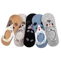 Socks Hosiery 27 style 10 piece = 5 pairs/lot cute harajuku animal female socks set funny spring cat dog rabbit panda low cut short happy sock P230511