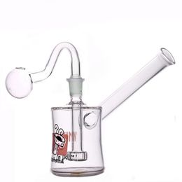 Cheapest 14mm Female Hookahs Glass Oil Burner Bongs Inline Matrix Perc Birdcage Percolator Oil Dab Rigs Recycler Ashcatcher Bong with Male Glass Oil Burner Pipe