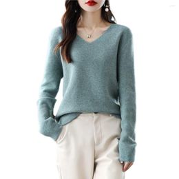 Women's Sweaters Women's 2023 Autumn Winter Merino Wool Knitted Pullover Female V-Neck Warm Women Chic Loose Jumper