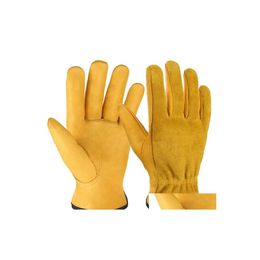 Hand Protection Men Work Gloves Soft Cowe Driver Hunting Driving Farm Garden Welding Security Safety Workers Mechanic Glove Drop Del Dhhyz