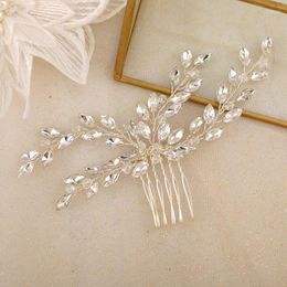 Hair Clips Silver Colour Comb Bridal Piece Simple Crystal Wedding Jewellery Handmade Women Headpiece