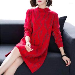 Women's Sweaters Women's Knitted Sweater Dress Autumn Winter Long Bottoming Shirt Fashion KniSweater Mother Wear Coat Pullover