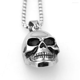 Pendant Necklaces Arrive Stainless Steel Never Fade Silver Color Death Skull Men's Boy's Jewelry Necklace Free Box Link Chain 24inch