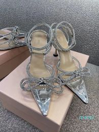 Designer Womens Dress Shoes 6 Cm Slingback Heeles Wedding Party Fashion Bow Pumps Casual Gold Matt Studded Spikes Sandal Slides Partyred Heels