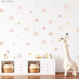 Party Decoration Cartoon Boho Rainbow Wall Sticker for Baby Room Children Cute Polka Dot Stars Nursery Stickers Home 230510