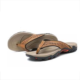 Slippers Summer Outside Pu Leather Mens Flip Flops Outdoor Beach Shoes Flop s Plus Big Size 49 50 51 5 230510