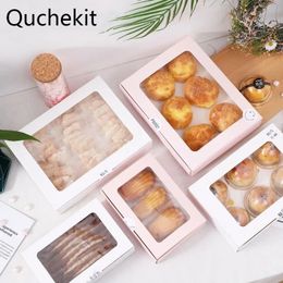 Other Event Party Supplies 10Pcs Baking Boxes And Packaging Egg Yolk Crisp Candy Cookie Cake With Clear Window Cupcake Birthday Favour Decor 230510