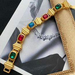 Link Bracelets Colourful Stones Chunky Bracelet For Women Vintage Handmade Summer Dainty Jewellery Elegant