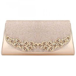 Evening Bags Champagne Wedding Clutch Female Sac Main Femme Gold Silver Large Capacity Luxury Florl Rhinestone Clutches 230427