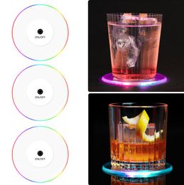 Creative LED Cup Coaster Plastic Table Mats Crystal Ultra-Thin Led Light Coaster Kitchen Cocktail Flash Bar Atmosphere lights