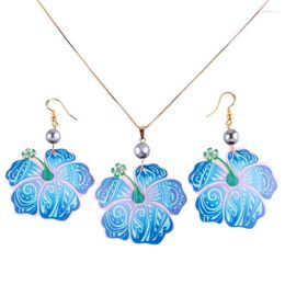 Necklace Earrings Set & Hawaiian Jewelry Flower Peals Sets Pohnpei Acrylic Beach For Women Ladies Wedding Half22