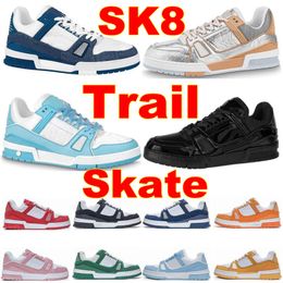 Designer Trail Sneaker Running Shoes Virgil Luxury Skate Sneakers Trainer Calfskin Leather Mesh Violet Navy Silver Beige Yellow Monograms Denim Sky Blue Trainer