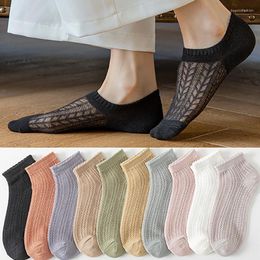 Women Socks Thin Mesh Stripe Breathable Invisible Ship For Female Silicon Non Slip Cotton Ankle Short Boat