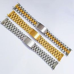 Watch Bands Gold Silver Stainless Steel President Curved End18mm 20mm 21mm Strap Band Bracelet Fit For ROX SKX