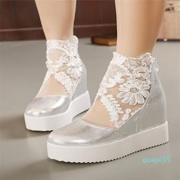 Sandals Fashion Women Lace Shoes Wedge Heels Platform Pumps High Heel Women's 3 Colours 2023