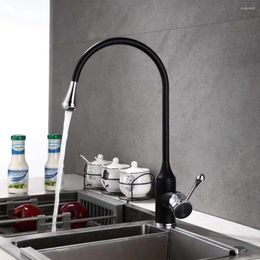 Kitchen Faucets Mixer Black And Chrome Brass Sink Faucet Single Handle Deck Mounted Flexible Cold Water Taps