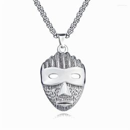 Pendant Necklaces Men Women Western Mask Necklace Handmade Retro Long Rope Chain Halloween Jewelry