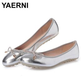 Dress Shoes YAERNI Women Ballerinas Flats shoes Bowtie Shallow Mouth Slip On Women Flats Ladies Casual Flat Shoes Ballet Flats zapatosE1127 230511