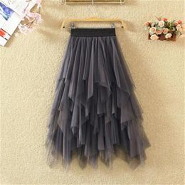 Skirts Tulle Skirts Womens Skirts Women Fashion Fashion Elastic High Waist Mesh Tutu Maxi Pleated Long Midi Jupe Women's Skirt 230511