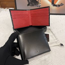 New Men's Folding Wallet Designer Card Holder Luxury Wallet Red Leather Thin Briefcase Original Box Packaging Crossbody Bag