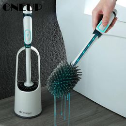 Brushes ONEUP Silicone Toilet Brush With Cleaning Tube No Dead Corners Wash Toilet Set Household Floor Cleaning Bathroom Accessories