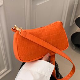 Evening Bags Women Crocodile Pattern Canvas Orange Underarm Casual Ladies Small Shoulder Female Clutch Purse And Handbags