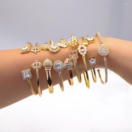 Bangle French Gilded Colour Flower Little Fish Crown Love Shape Design Bracelet Italian African Women's Wedding Gift