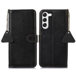 Magnetic Flip Lychee Pattern Vogue Phone Case for iPhone 14 13 12 Pro Max Samsung Galaxy A14 5G A13 A23 A24 A54 A04E A34 Multiple Card Slots Genuine Leather Wallet Shell