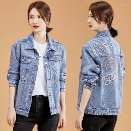 Women's Jackets Denim Jacket Female 2023 Spring Autumn Korean Embroidere Letters Jeans FemmePlus Size 5XL Short Women Blouses Tops