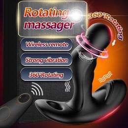 Anal Toys 360° Rotating Prostate Massager Scrotum Vibrator Anal Plug Wireless Remote Control Butt Plug Erotic Adult Sex Toys For Man Gay 230511