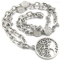 Link Bracelets Money Tree Necklace For Man Stainless Steel Golden Plated Vintage Lucky 70cm Chain