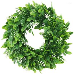 Decorative Flowers 1pc Artificial Boxwood Wreath Decoration Mini-Sized Green Candle For Wall Window Home