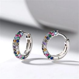 Fashion silver plate Round Mini Earrings Set Half Hoop Colourful Zircon Ladies Luxury Jewellery Hoop Earrings GC2119