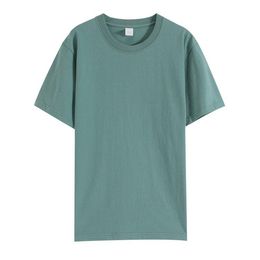 Men's T Shirts Spot Short-sleeved Casual Comb Cotton Heavy Solid Colour Loose Men And Women Do Not See Through The Cylinder Weaving T-shirt