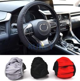 Steering Wheel Covers 1Pc Breathable Car Auto Elastic Handmade Skid Proof Cover For Summer Use Non Slip 38cm Black/Red/Gray CoolSteering