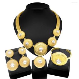 Necklace Earrings Set Stainless Steel Jewellery Women 2023 Elegant Womens Necklaces Pearl Ring Bracelet Wedding Yll