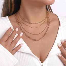 Pendant Necklaces Vintage Golden Silver Colour Multi-layered Geometric Punk Chain Necklace For Women Female Fashion Hip Hop Wild Jewellery