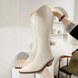 Boots 2023 Autumn And Winter Knee-High Retro Mid-heel Pointed Sleeve Western Knight Cowboy Long Women