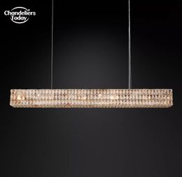 Spiridon Linear Chandeliers Modern Vintage LED Chrome Crystal Hanging Lamps Lustre for Dining Room Living Room Kitchen Island Indoor Lighting