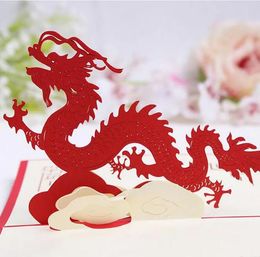 100mm*150mm 3D Chinese Dragon Best Wishes Happy Greeting Cards Christmas Card New Year Greeting Card DIY Gift