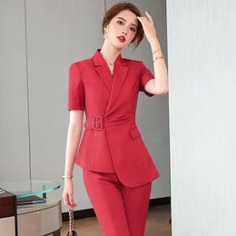 Women's Suits & Blazers Summer Fashion Ladies Red Blazer Women Business Short Sleeve Jacket Work Office Uniform OL Styles