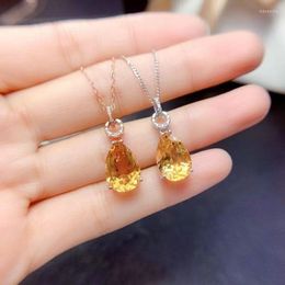Chains Classic Collection Pendant Water-drop Faceted Yellow Crystal Necklaces Exquisite Fashion Clavicle Chain Banquet Jewelry