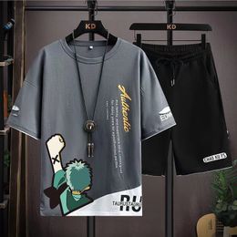 Men's Tracksuits Clothing Set Tshirt Shorts Anime Sauron Back Print Japan Street Hip Hop Leisure Sports Clothes 230511