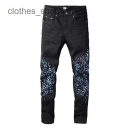 designer jeans Men's Jean Amirres Denim Mens Pants 2023 men's Korean version of high-street fashion black paint dot micro-elastic large size trousers 818 012A