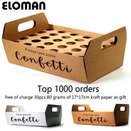 Party Decoration Confetti Cone Holder ELOMAN Natural Stand Box Tray For Wedding Custom Cones-White-Kraft