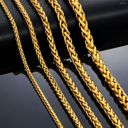 Chains Thickness 3mm/4mm/5mm/6mm/7mm Gold Colour Wheat Braided Stainless Steel Necklace Link Classic Curb Chain For Men Women Jewellery