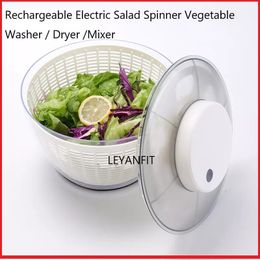 Fruit Vegetable Tools Automatic Electric Salad Spinner Food Strainers Salad Making Tool Multifunctional Vegetable Washer Salad Vegetable Dryer Mixer 230511