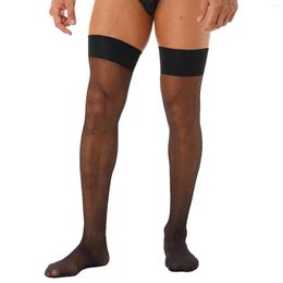 Men's Socks Women Oil Shiny Long Stockings Mens Glossy See-through Thin Elastic Sheer Thigh High Exotic Hosiery